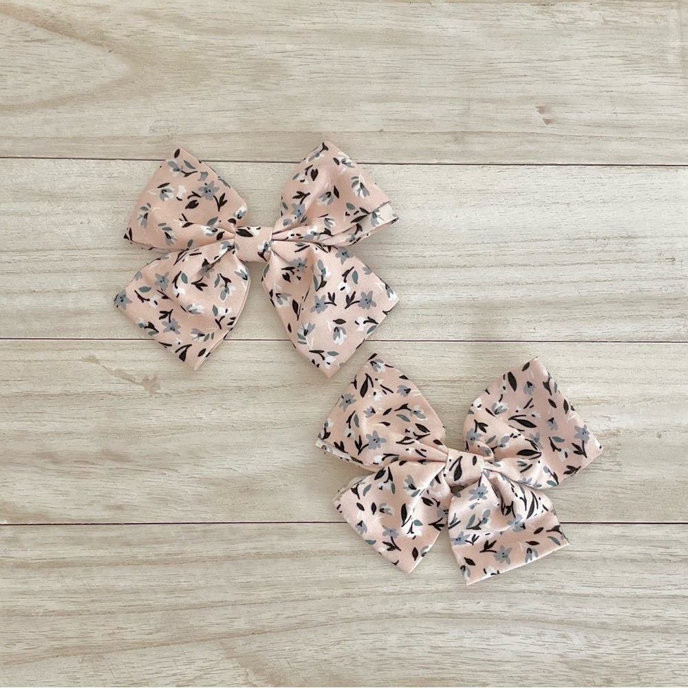 Girls Boho Pink Floral Bow Hair Bows